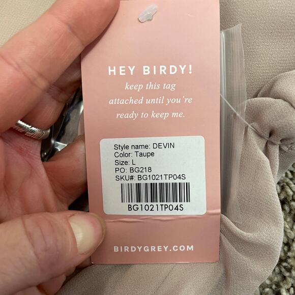 NWT Birdy Grey Devin Formal Bridesmaid Dress in Chiffon in Taupe Womens Large - Picture 5 of 15